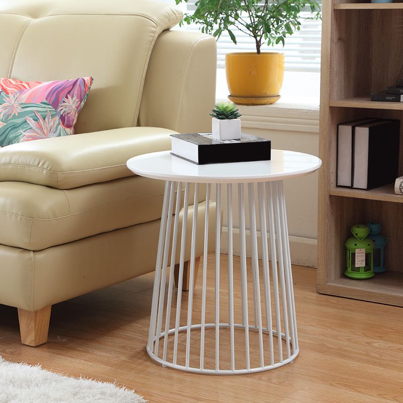Metal Round Frame Side Table Contemporary Simple Dia 19.7" End Table
