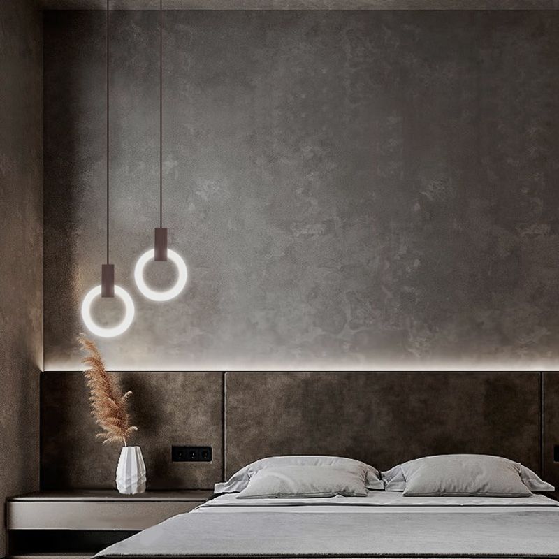 Modernist Hanging Light Ring Shape Acrylic Pendant Lamp for Foyer Bedroom Living Room