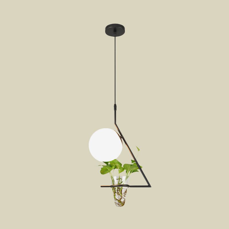 Farmhouse Ball Suspension Anhänger 1 Kopfmilchglas Hanges Leuchte in Schwarz/Grau/Gold mit Pflanzenbecher