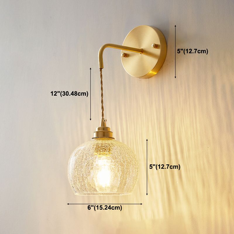 Industrial Style 1 Light Wall Light Geometric Shade Glass Wall Light Sconce in Brass