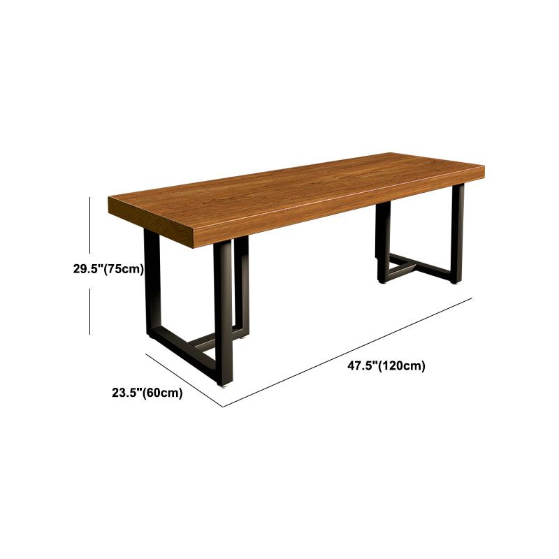 Brown Rectangular Office Desk Wooden Home Writing Desk with Metal Legs
