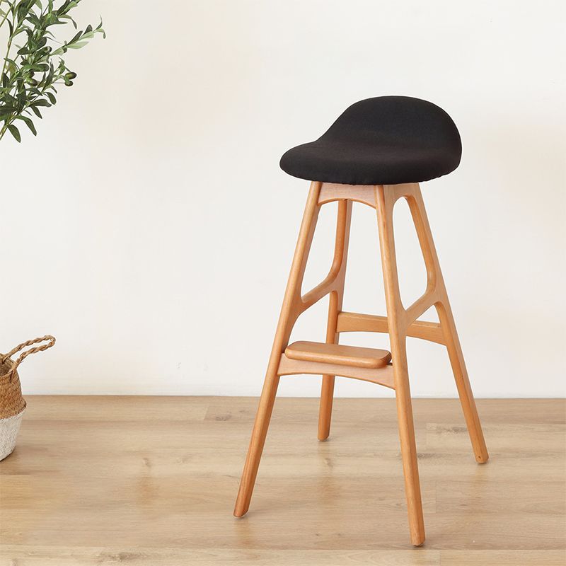 Solid Wood Dining Stools Contemporary Armless Bar Stools with Cushion