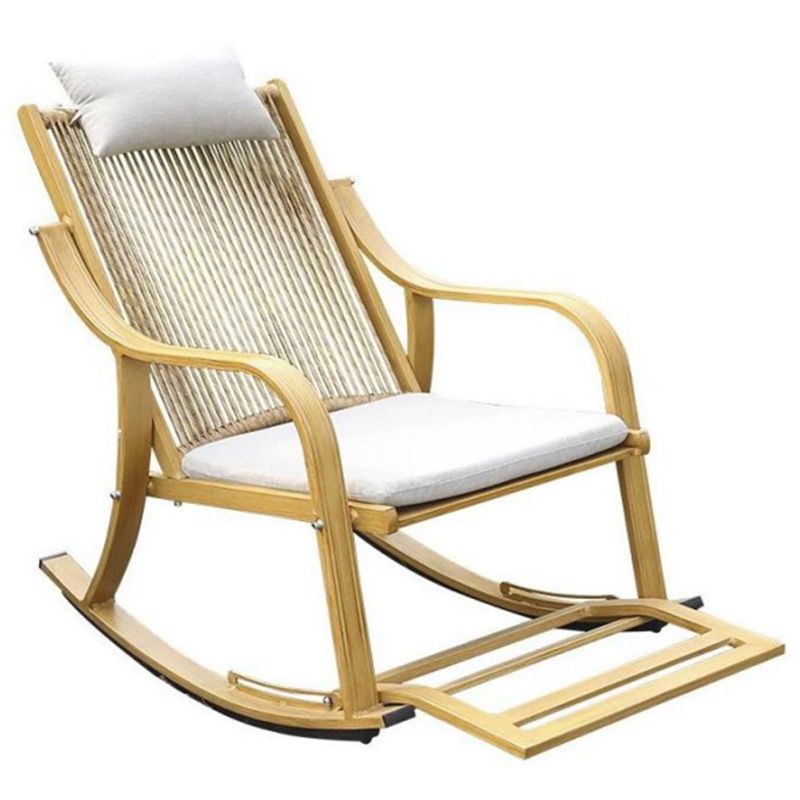 Rattan Natural Rocker Chair Modern Spindle Rocking Chair 25.2" x 41.3" x 35.4" for Outdoor