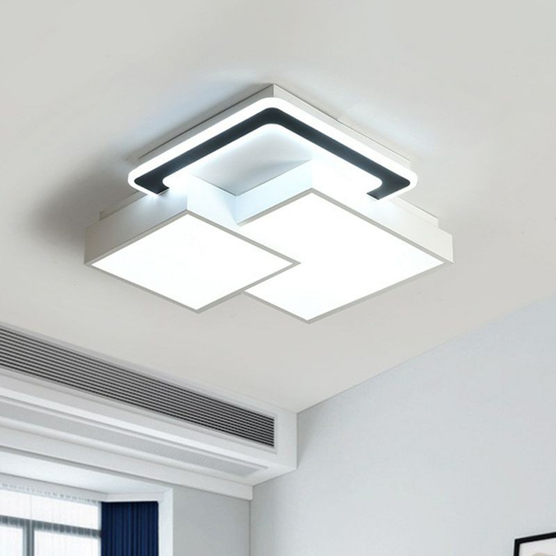 Splicing Rhombus Flush Mount Lighting Minimalist Acrylic Black and White LED Flush Mount Fixture
