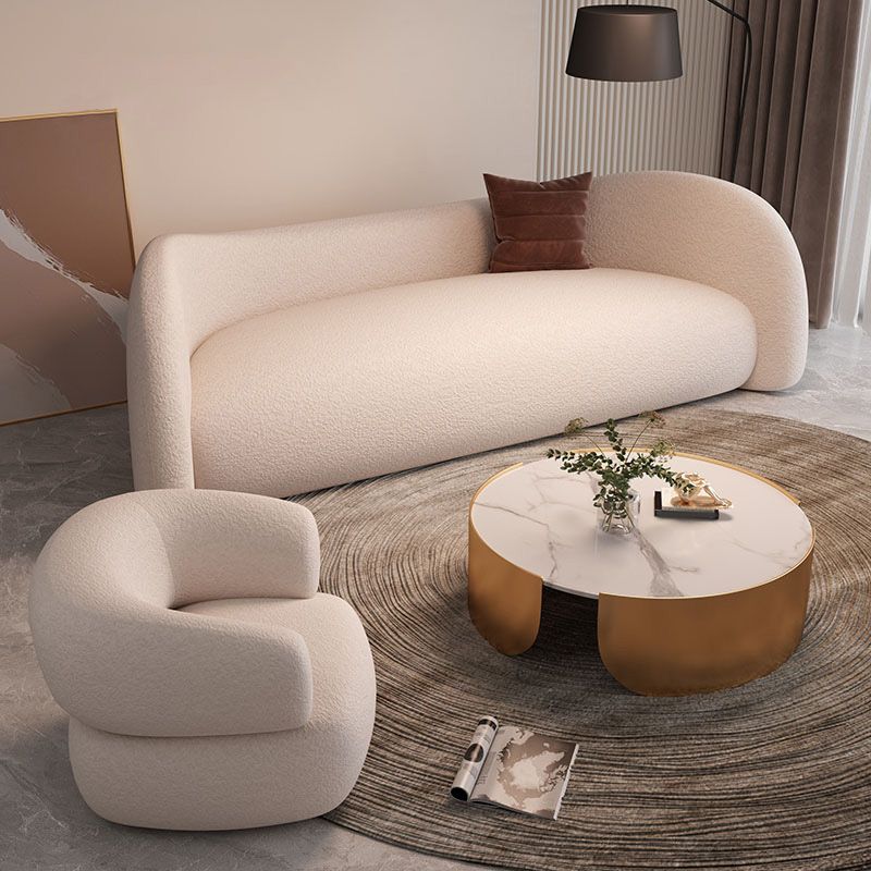 Unique Style Fabric Sofa in Off-White Bonus Room Apartment Seating