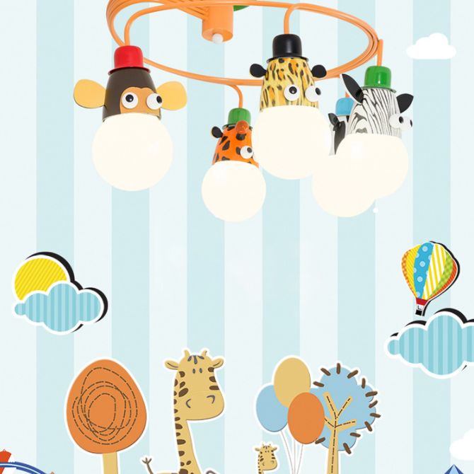 Art déco metal semi-flush monte luminaire dessin animé nulle animal flush Mount Spotlight for Kids Bedroom