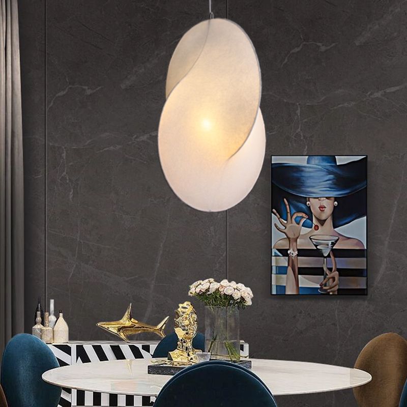 Blanc 1-Light moderne simplicité kit de lampe suspendue Pendentif en soie pour chambre à coucher