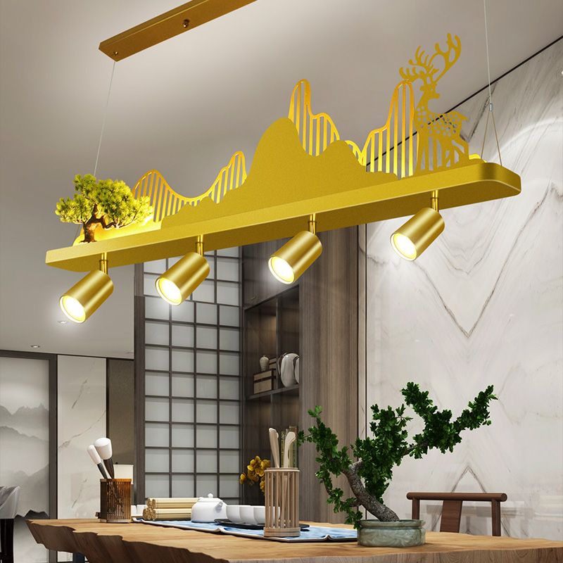 Geometry Shape Island Lights Modern Style Metal Island Lighting in Gold