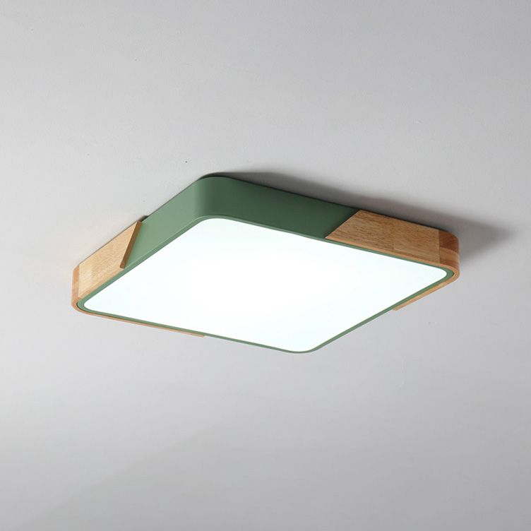 Modern Macaroon Geometric LED Ceiling Lamp Iron 1 Light Flush Mount for Bedroom