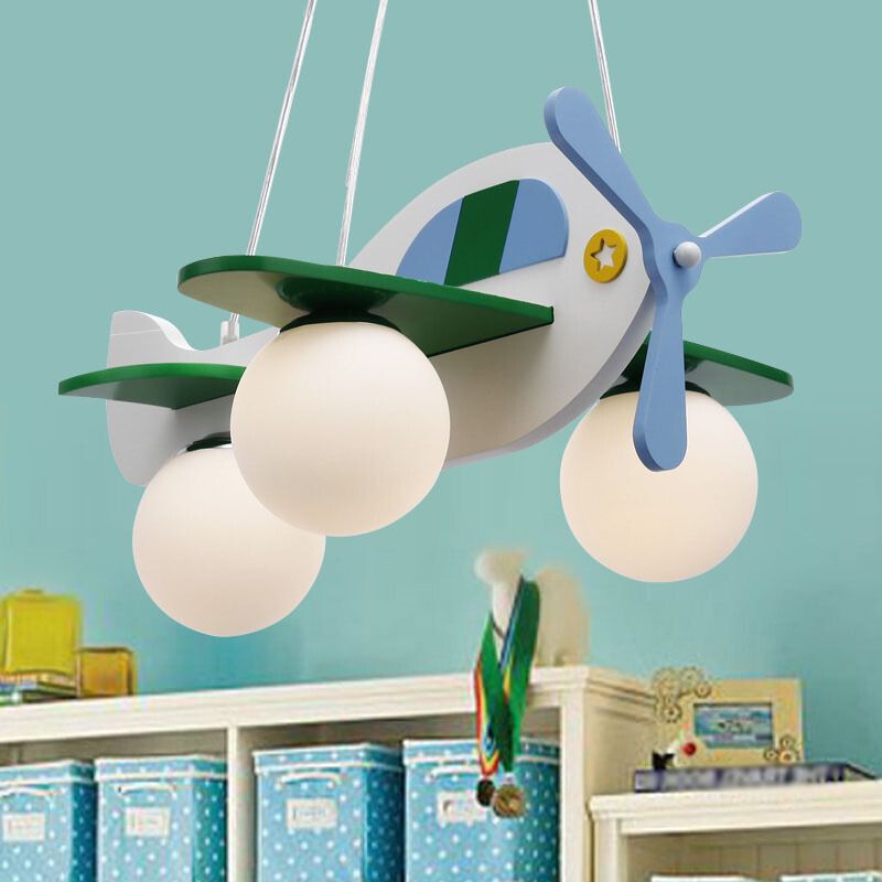 Accursista a forma di aeromobile Apparecchio Lucile Lumo moderno lampadario con tonalità in vetro crema