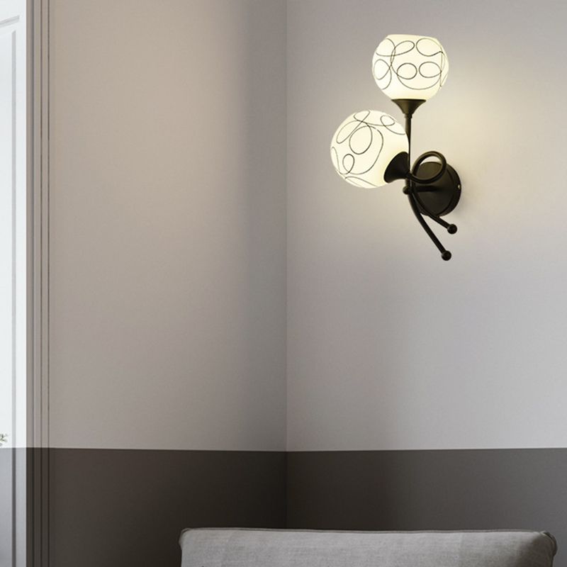 Glass Globe Sconce Light Fixture Modern 2-Light Wall Light for Bedroom