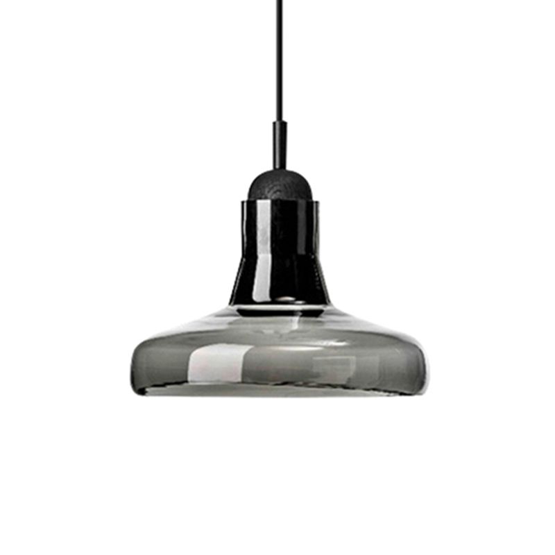 Hanging Cord Pendant Ceiling Light Modern Glass Dinning Room Hanging Light Fixture in Smoke Gray
