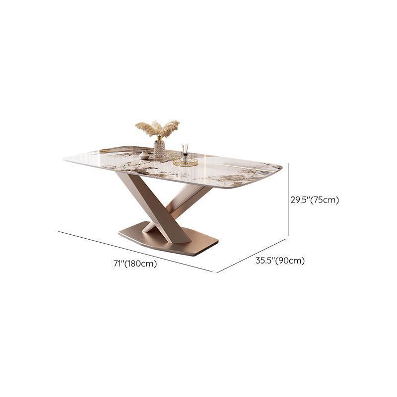 Marble Top Dining Table Modern Dining Table with Pedestal Base