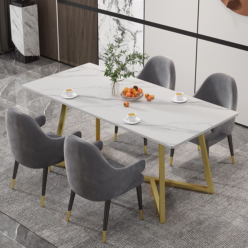 Glam Style 1/2/5 Pieces Dining Table Set Sintered Stone Table and Chair Set