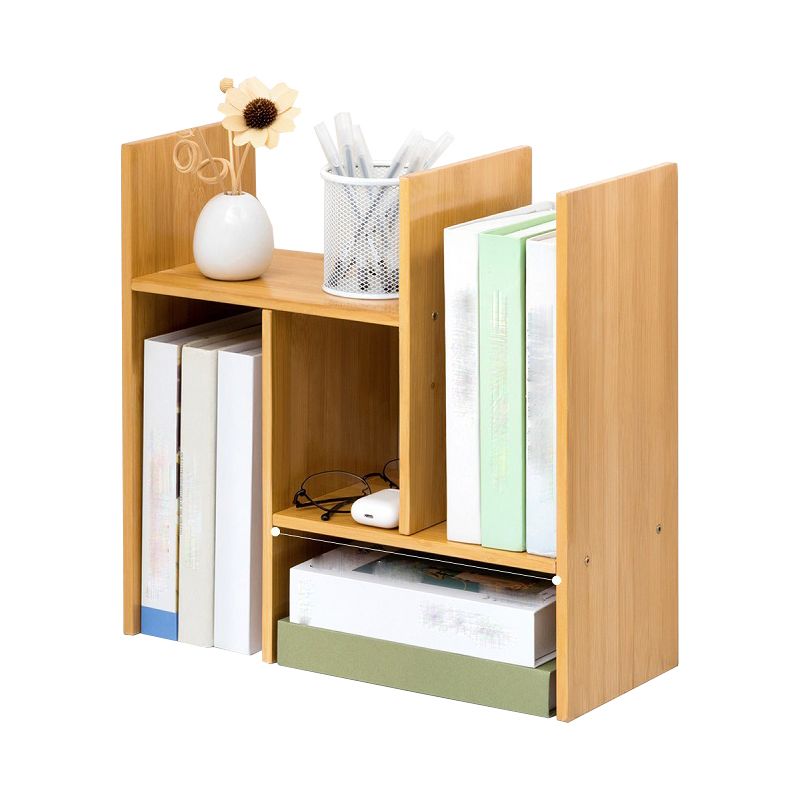 Modern Style Open Back Bookshelf Bamboo Bookcase with Shelves