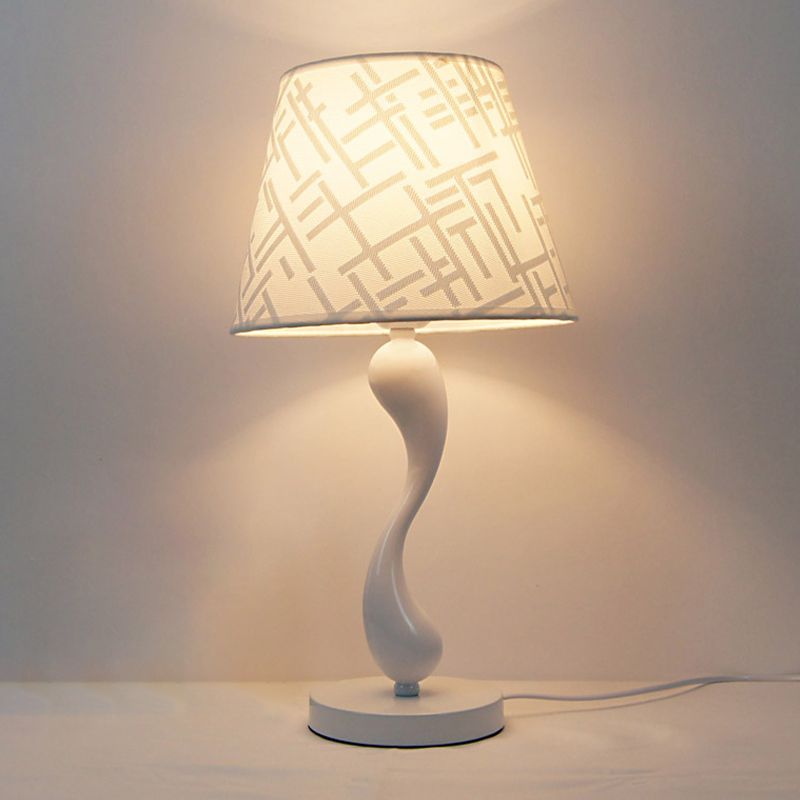 Cone Shape Bedroom Table Lamp Fabric Minimalist-Style Night Table Lamp