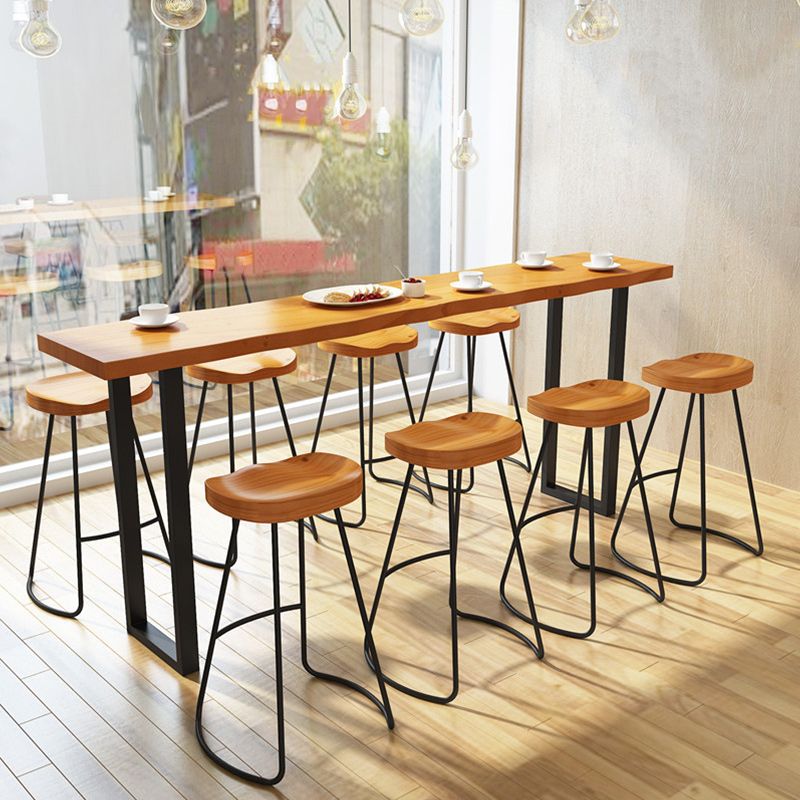 1/5/7 Pieces Industrial Rectangle Pub Table Set Wooden Counter Table with Backless Stools