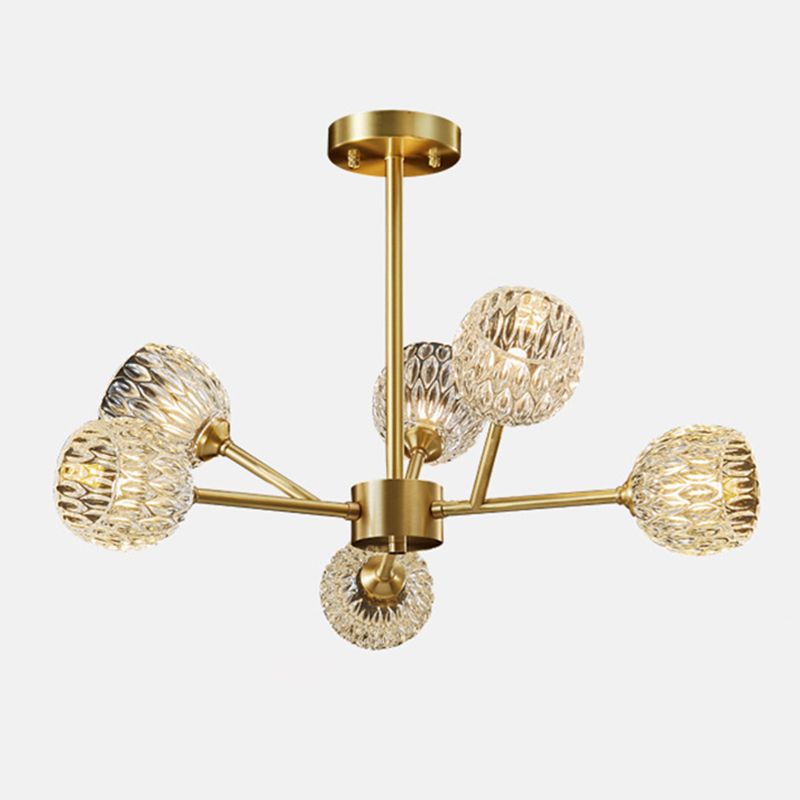 Alcance completo de la iluminación de cristal de cobre Candelera molecular de estilo moderno para sala de estar