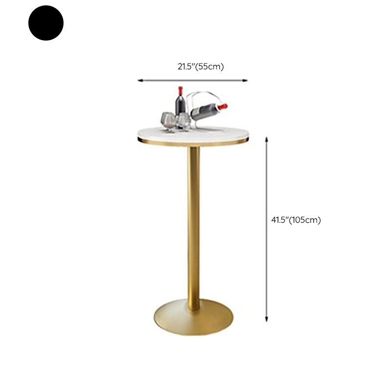 Glam Faux Marble Bar Table 41.3"H Pedestal Bistro Bar Desk with Metal Base
