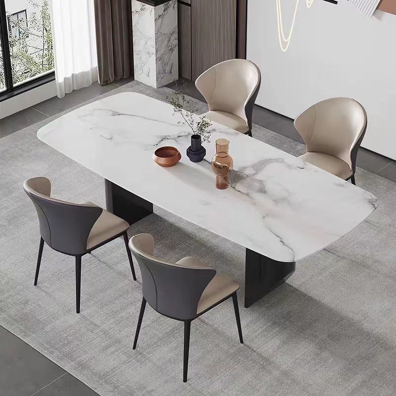 Modern Rectangle Table Sintered Stone Dining Table with Metal Legs