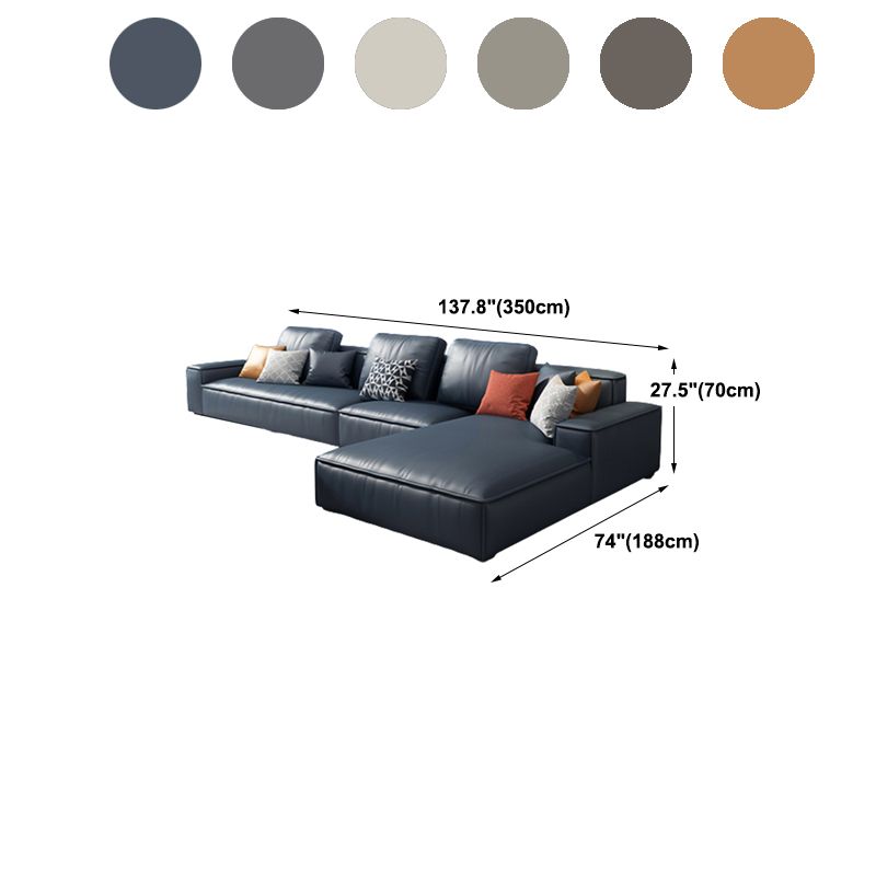 Nordic Stationary Faux Leather Recessed Arm Living Room Sofa Chaise