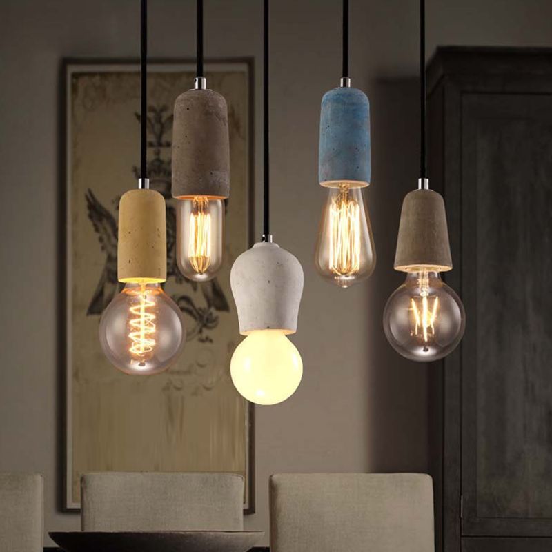 Small Ciment Pendant Light Ayémorrat nordique 1 Éclairage de suspension de tête pour salle à manger