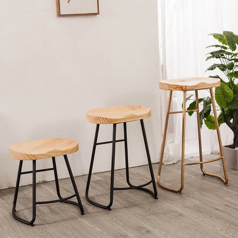 Modern Backless Armless Counter Stool Iron Cafe Bar Stool with Seat and Pedal