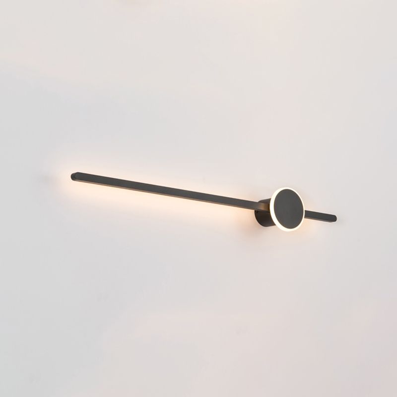 Metal Linear Shape Wall Light Modern Style 2 Lights Wall Mounted Light in Black