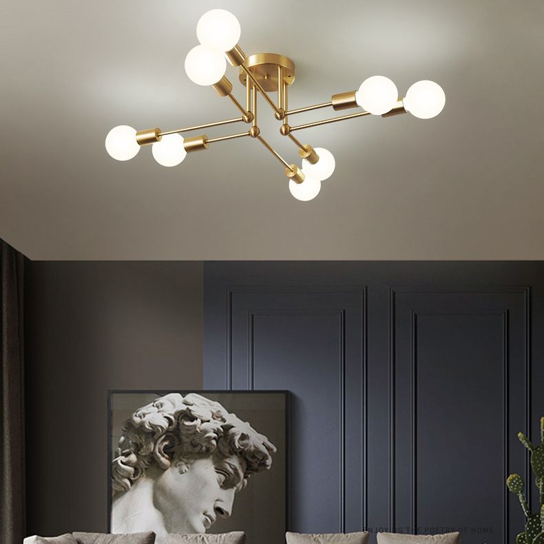 Luce del soffitto semi -filo in stile industriale Minimalista Bulb Bulb Sputnik Metal Aiuto