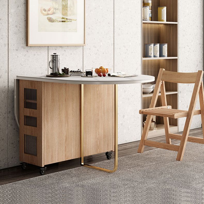 59"L Minimalist White Kitchen Dining Table Oval Shape Dining Table with Pedestal Base