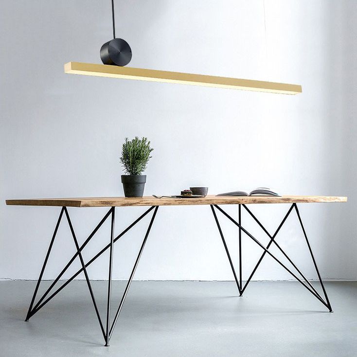 Simplicidad de latón Línea recta Led Island Light Nordic Style Cocina Bar de iluminación de iluminación en luz cálida