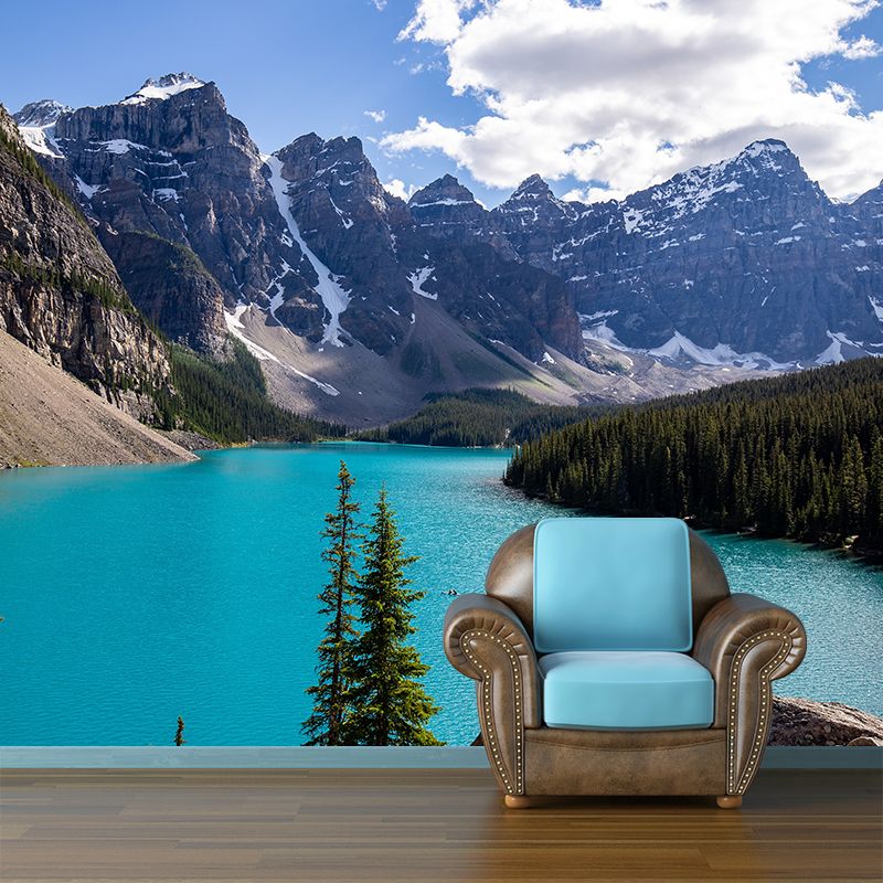 Magnificent Mountain View Removable Wall Mural Moisture Resistant for Sitting Room