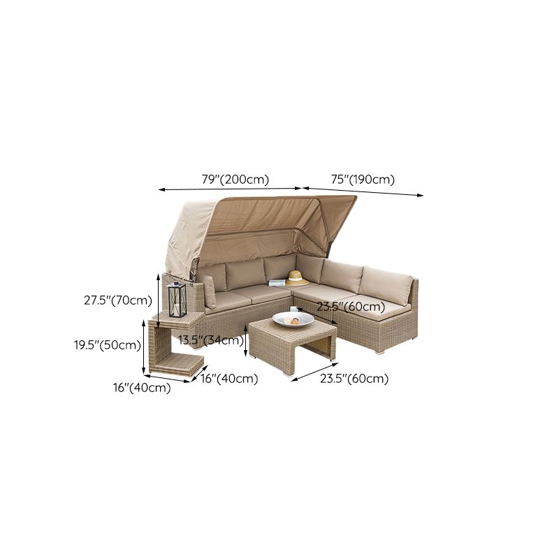 Tropical Style Outdoor Sofa Metal Set Sofa& Side Table& Canopy Seating