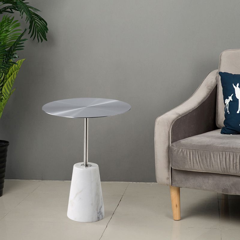 Modern Pedestal Side Table Round Metal Sofa End Table for Living Room