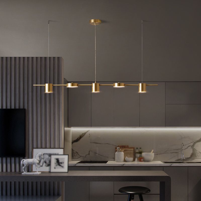 Metal Cylinder Island Pendant Modern Multiple-Light Island Lighting