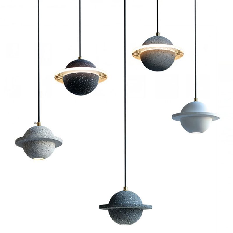 Globe Hanging Pendant Lights Modern Minimalist Style Pendant Ceiling Light with Cement Shade