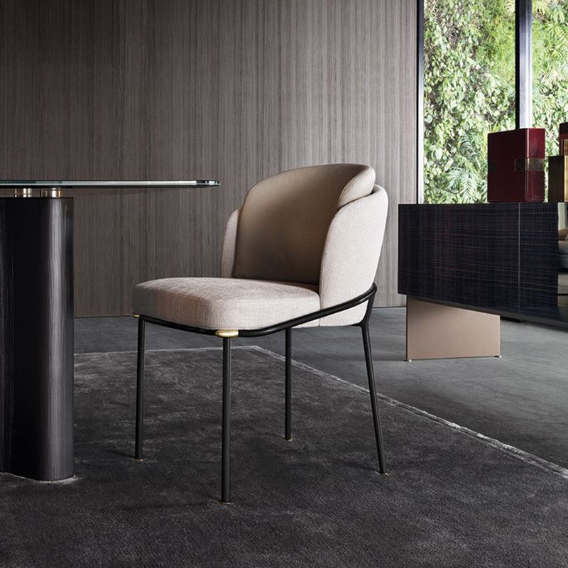 Industrial Style Home Side Chair Upholstered Dining Chair with Metal Leg