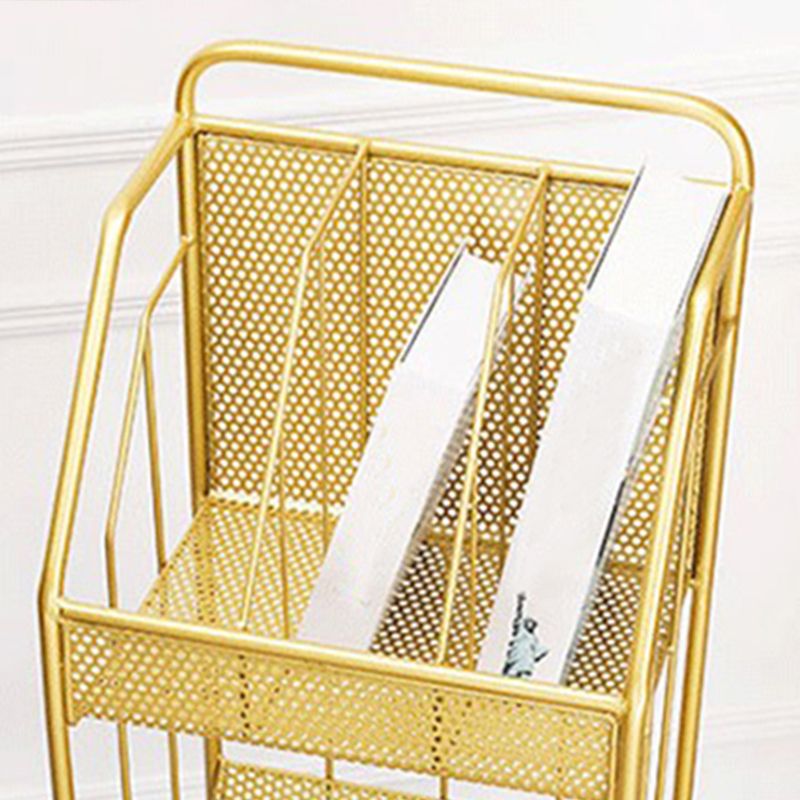 Contemporary Metal Bookcase Standard 3 Shelves Open Back Bookshelf