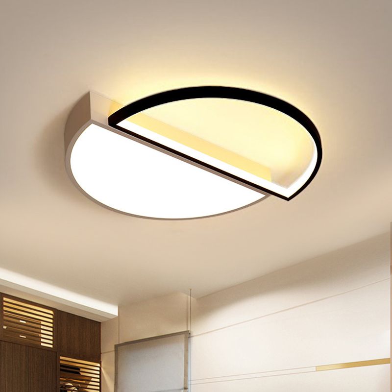 Splicing Round Flush Mount Ceiling Light Modernity Metal LED Black/White Flush Lamp in Warm/White Light/Remote Control Stepless Dimming, 18"/21.5" W