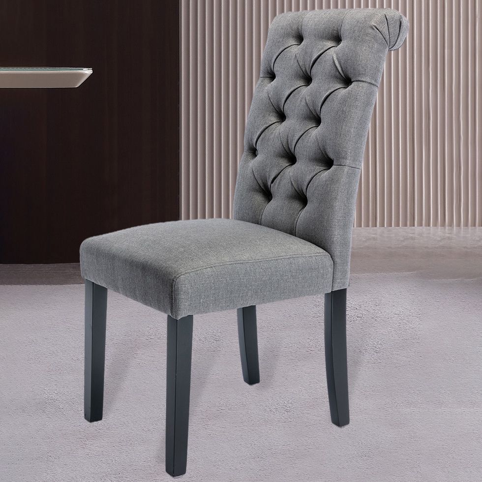 Modern Solid Back Kitchen Dining Side Chair with Black Wood Legs Dining Side Chair