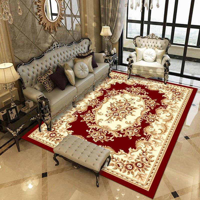 European Indoor Rug Modern Medallion Pattern Area Rug Washable Carpet with Non-Slip Backing