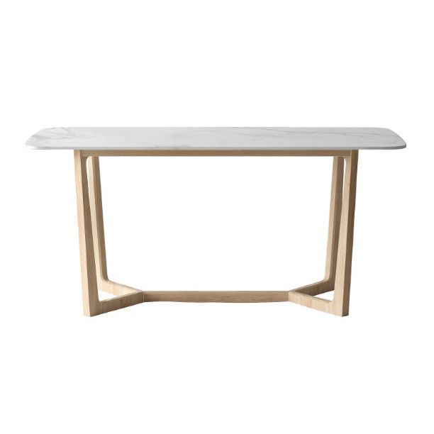 Simplicity Rectangle Dining Room Table Sintered Stone Table with Trestle Base