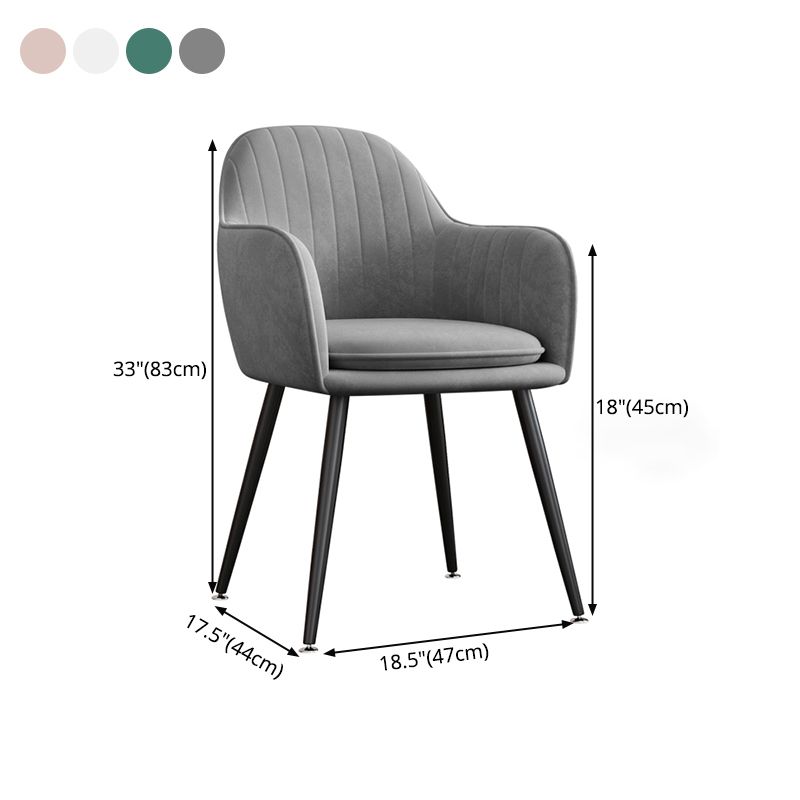 Sillón tapizado de terciopelo para comedor, sillón con respaldo sólido y patas de metal