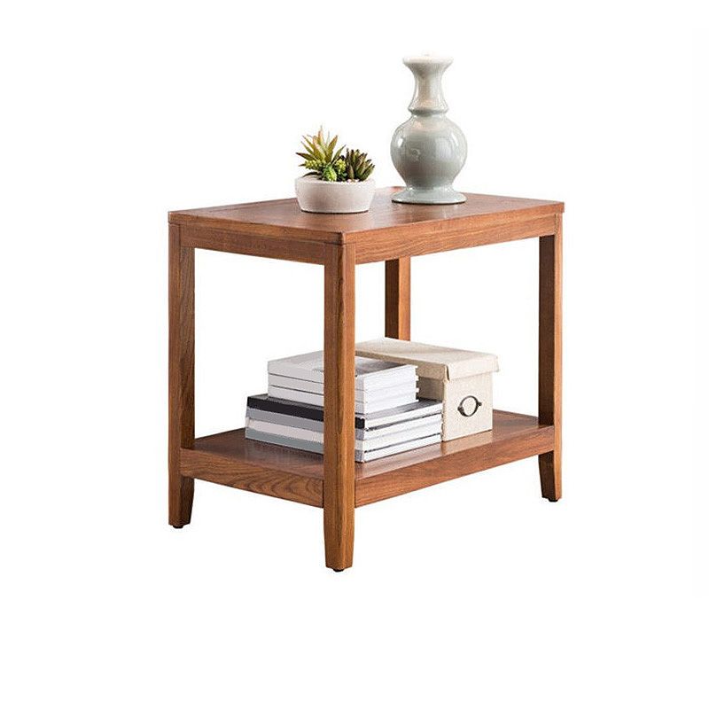 Wood Side 23.6"Tall Table Square End Table Contemporary with Shelf for Living Room