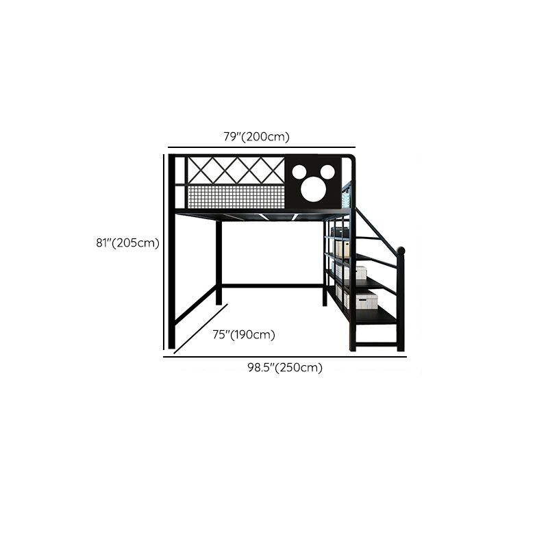 High Loft Bed with Stairway Modern Metallic Beds No Theme Kids Bed