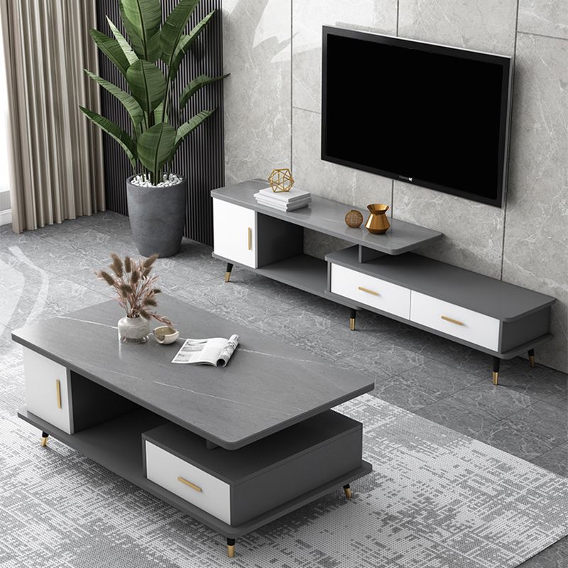 4 Legs Base Design Wood-based Material Square Grey/white Coffee Table