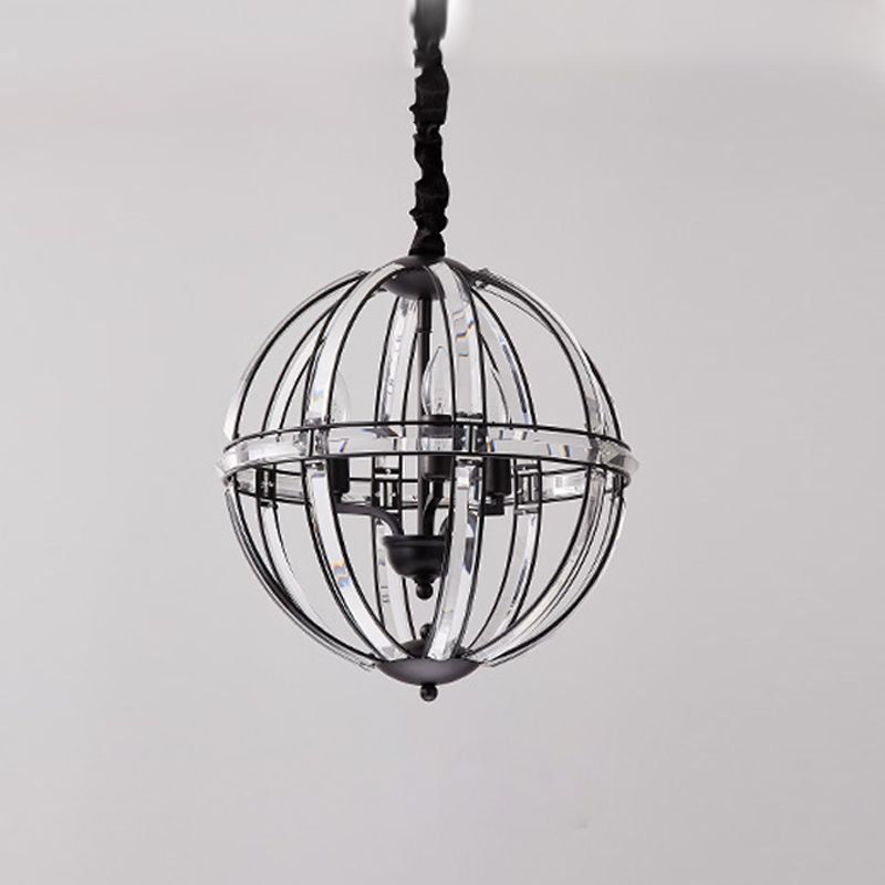 Modern Metal Crystal Ball Chandelier Light Multi Head Hanging Light for Restaurant