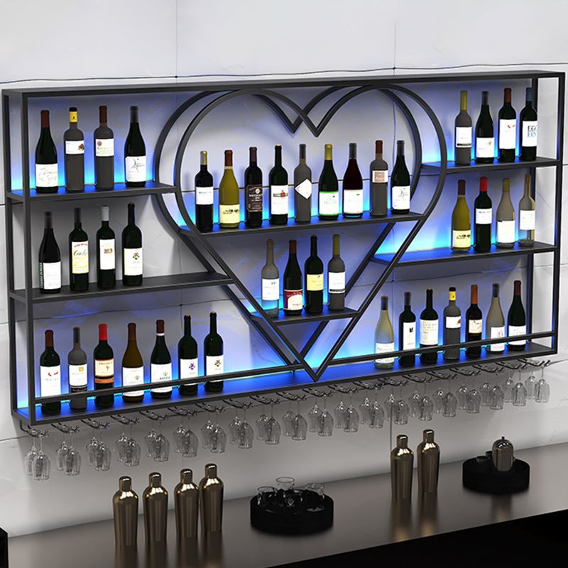 Modern Iron Wine Bottle & Glass Rack Wall Mounted Wine Rack Round