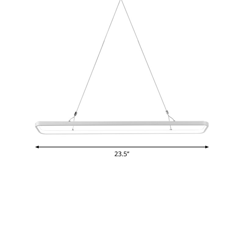 23.5"/39"/47" L Dining Room LED Pendant Light Minimalistic White Island Lamp with Rectangle Acrylic Shade, Warm/White Light
