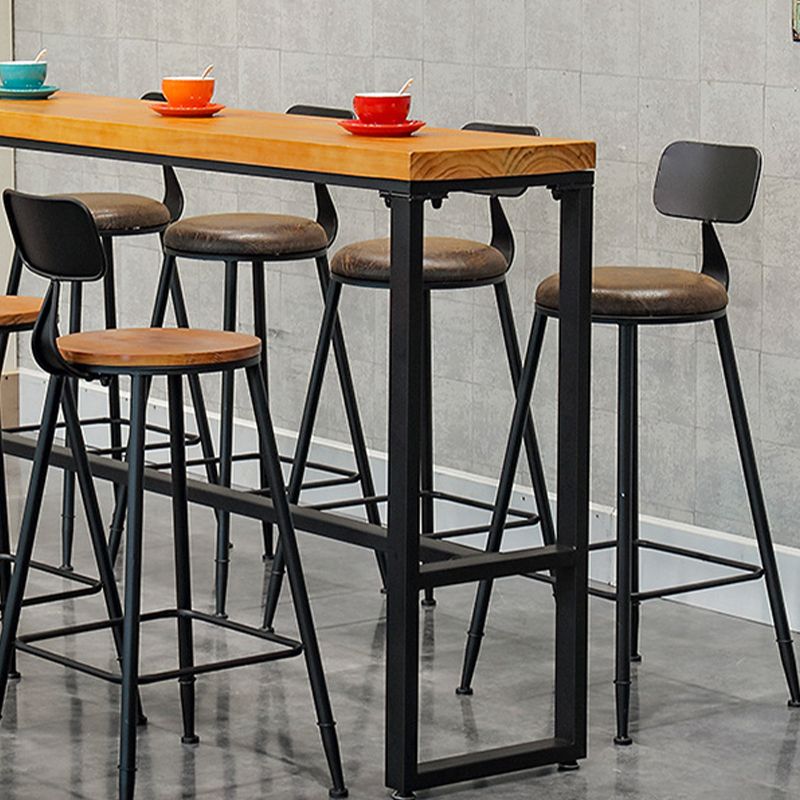 Contemporary Bar-height Counter Stool Low Back Bar Stool with Metal Base